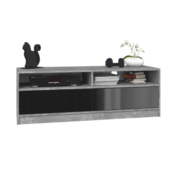 Black Gennine TV Stand for TVs up to 55" Modern Style 2 Open Shelves that Offer Ample Space