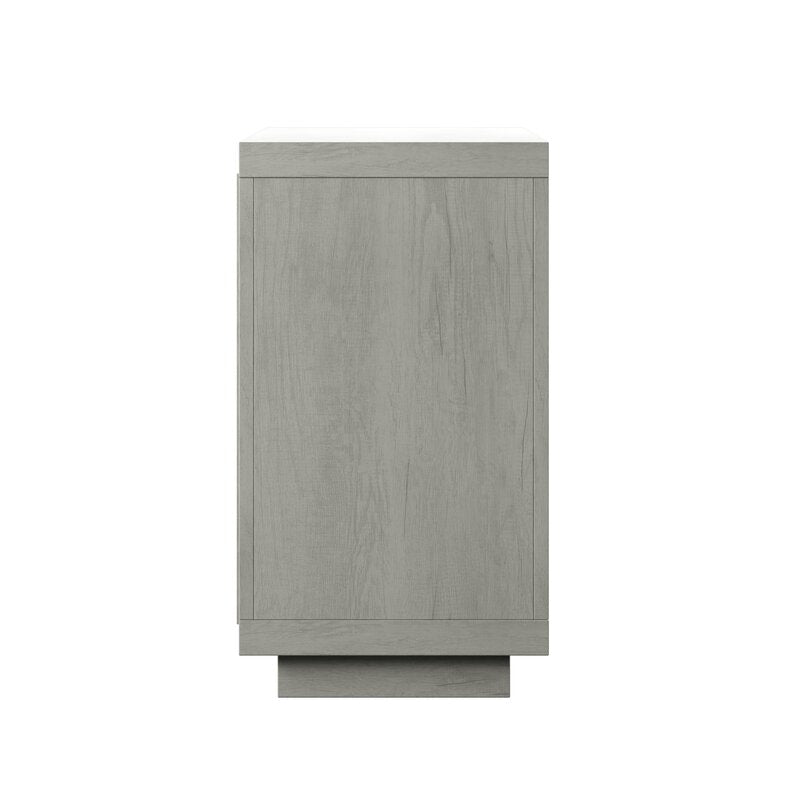 Beige TV Stand for TVs up to 50" Open Shelving At One End Creates Room to Showcase Decorative Accents or Display