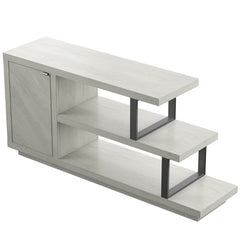 Beige TV Stand for TVs up to 50" Open Shelving At One End Creates Room to Showcase Decorative Accents or Display