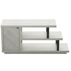 Beige TV Stand for TVs up to 50" Open Shelving At One End Creates Room to Showcase Decorative Accents or Display