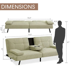 Green Genthner Armless Sleeper Made with a Metal Frame Design