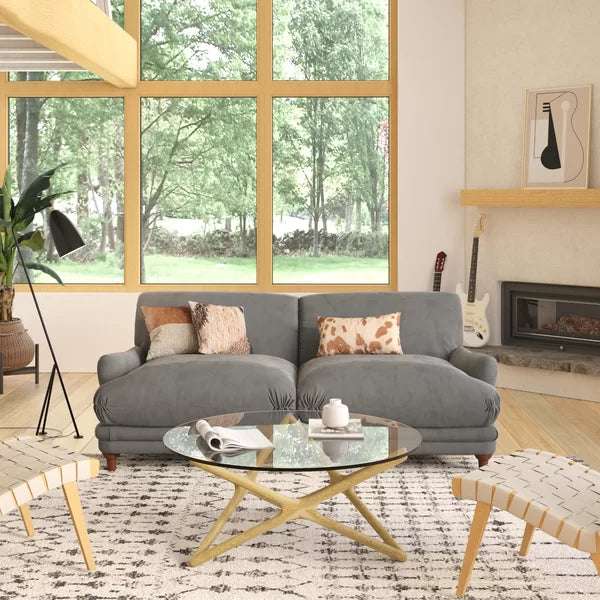 Geo Cross Legs Coffee Table Six-Pointed Star Shape Perfect Addition To Any Sitting Room