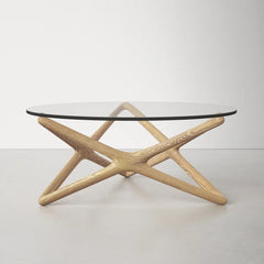 Geo Cross Legs Coffee Table Six-Pointed Star Shape Perfect Addition To Any Sitting Room