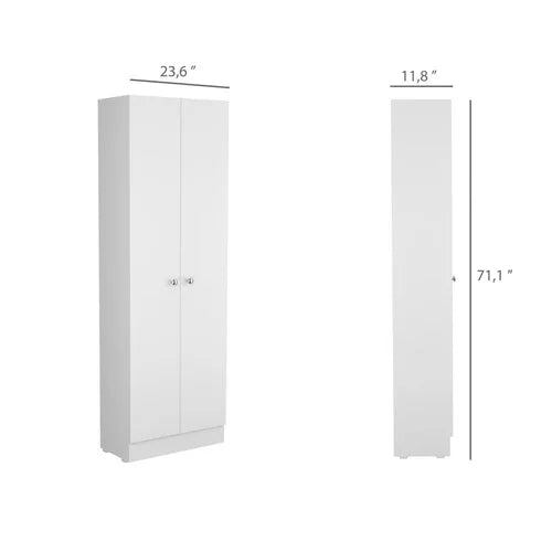 White 71" Kitchen Pantry Adds Extra Storage And A Clean-Lined, Modern Look To Your Space