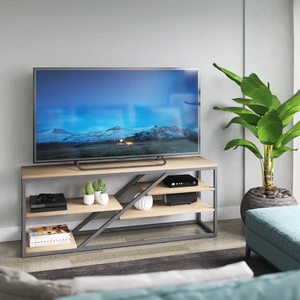 Natural Oak Gerena TV Stand for TVs up to 70" Contemporary Style