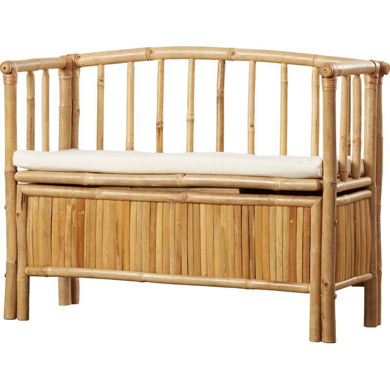 Gerhard Solid Wood Flip Top Storage Bench Durable Bamboo Roots