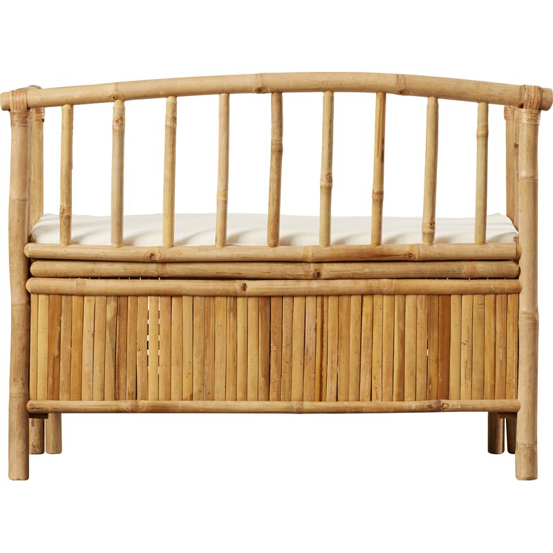 Gerhard Solid Wood Flip Top Storage Bench Durable Bamboo Roots