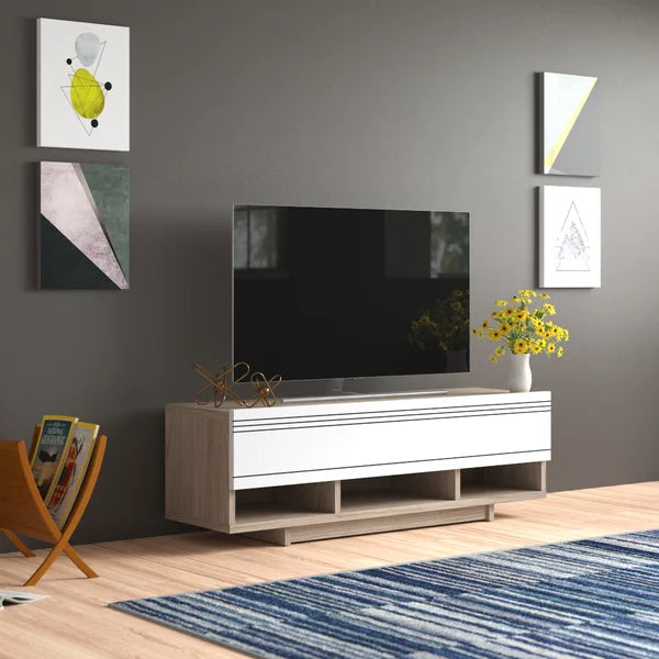 Cordoba/White Gess TV Stand for TVs up to 50" Three Open Shelves Provide for Organize