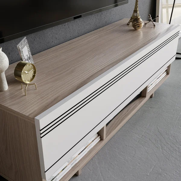 Cordoba/White Gess TV Stand for TVs up to 50" Three Open Shelves Provide for Organize
