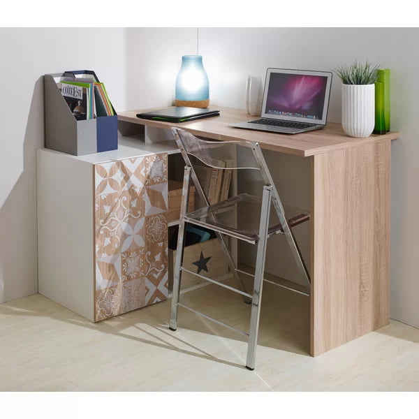 Reversible L-Shape Desk Corner Desk Durable and Sturdy Solid Wood