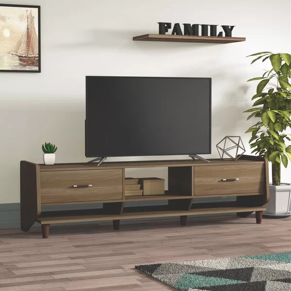 Honey Walnut Gillies TV Stand for TVs up to 78" Cable Management Perfect Organization and Storage