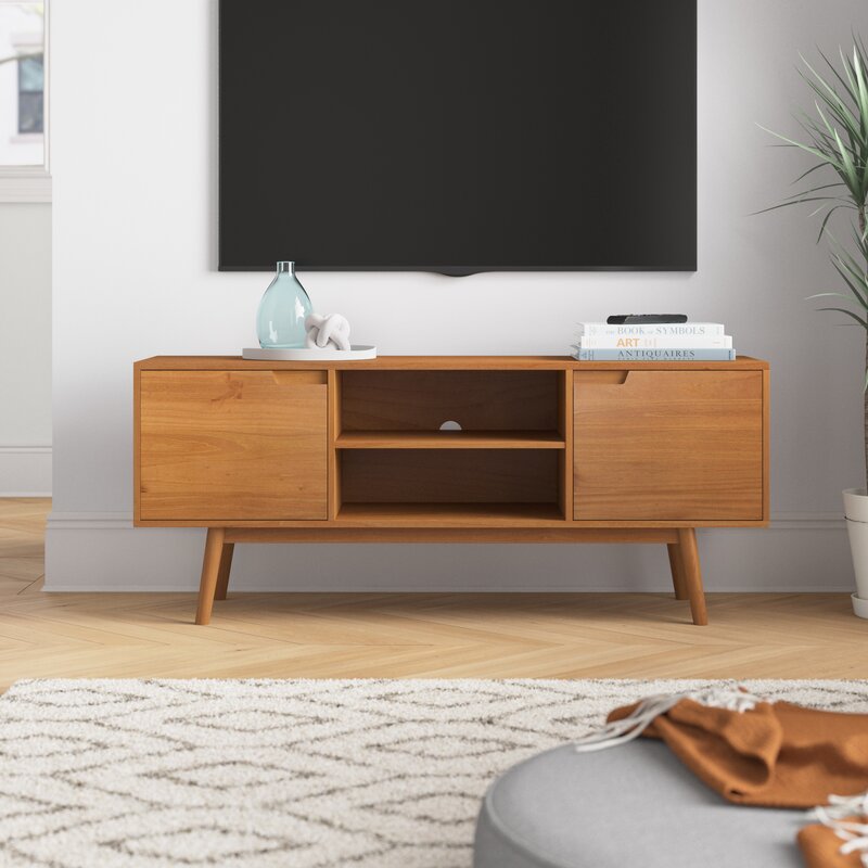 Caramel Giltner Solid Wood TV Stand for TVs up to 65" Modern Scandinavian