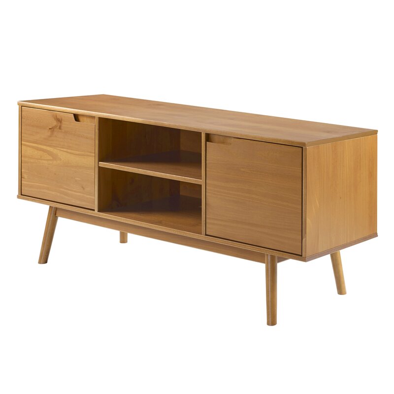Caramel Giltner Solid Wood TV Stand for TVs up to 65" Modern Scandinavian