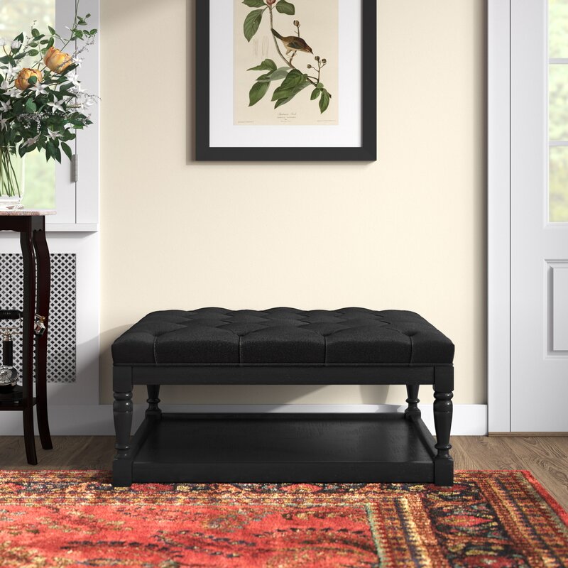 17" H x 36" W x 36" D Upholstered Storage Bench this Upholstered Bench is Beautifully Crafted from Solid Wood with A Tufted, Amply Padded Top