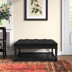 17" H x 36" W x 36" D Upholstered Storage Bench this Upholstered Bench is Beautifully Crafted from Solid Wood with A Tufted, Amply Padded Top