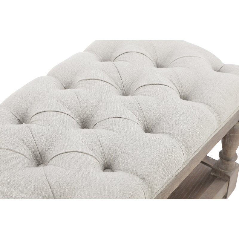 17" H x 26" W x 16" D Upholstered Storage Bench this Upholstered Bench is Beautifully Crafted From Solid Wood with A Tufted, Amply Padded Top