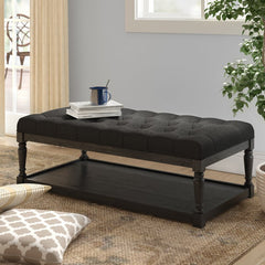 17" H x 36" W x 36" D Upholstered Storage Bench this Upholstered Bench is Beautifully Crafted from Solid Wood with A Tufted, Amply Padded Top