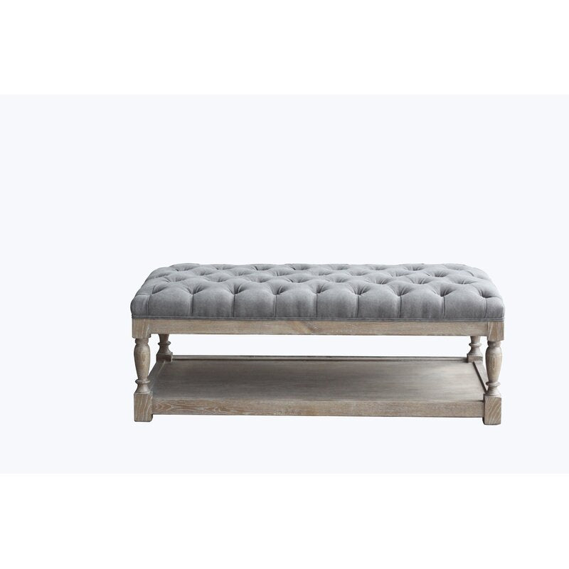 17" H x 47" W x 24" D Upholstered Storage Bench this Upholstered Bench is Beautifully Crafted from Solid Wood with A Tufted, Amply Padded Top
