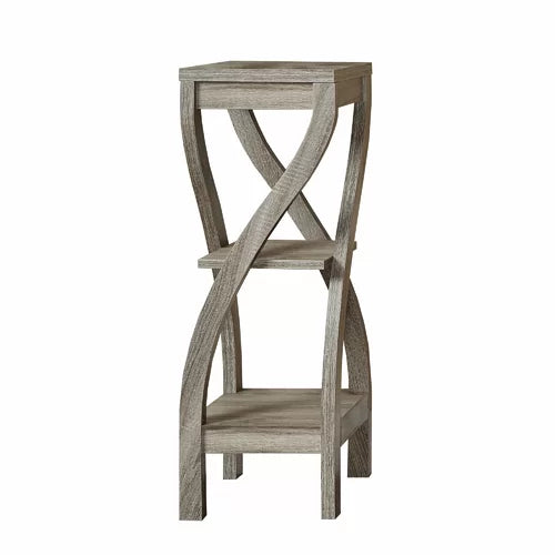 Dark Taupe Glasser Rectangular Plant Stand Two Shelves Supported By Twisting Legs