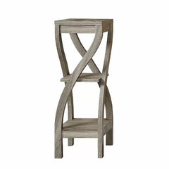 Dark Taupe Glasser Rectangular Plant Stand Two Shelves Supported By Twisting Legs