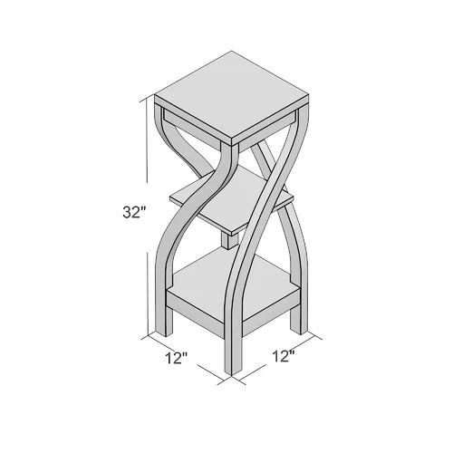 Dark Taupe Glasser Rectangular Plant Stand Two Shelves Supported By Twisting Legs