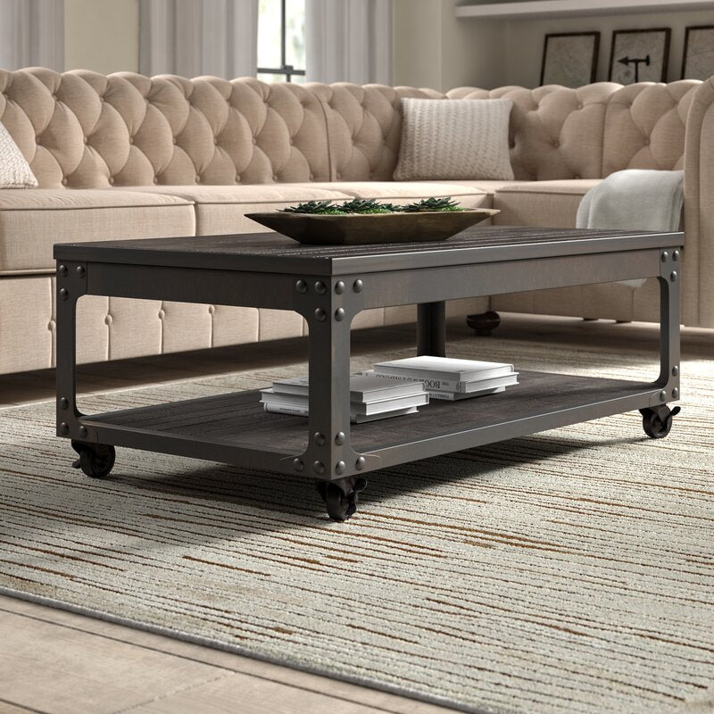 Glastonbury Lift Top Wheel Coffee Table with Storage Hardwood Solid