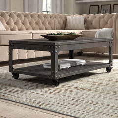 Glastonbury Lift Top Wheel Coffee Table with Storage Hardwood Solid