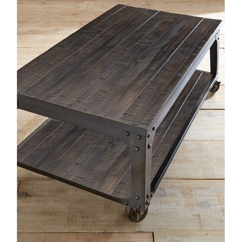 Glastonbury Lift Top Wheel Coffee Table with Storage Hardwood Solid