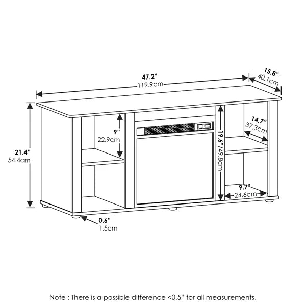 Glatt TV Stand for TVs up to 55" with Fireplace Included Adjustable Shelves