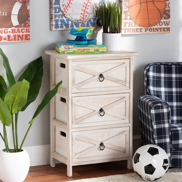 Gline 24.4'' Tall 3 Drawer Accent Chest Features Decorative Metal Ring Pulls