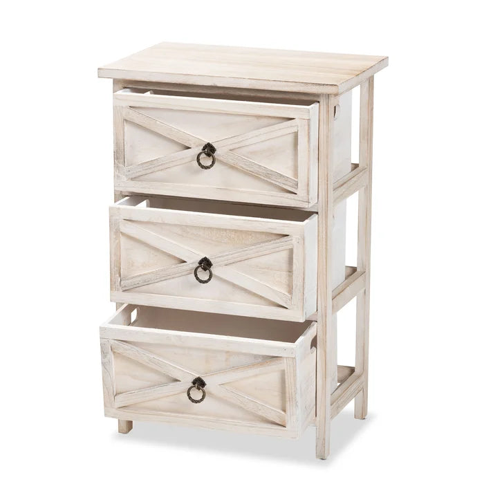 Gline 24.4'' Tall 3 Drawer Accent Chest Features Decorative Metal Ring Pulls