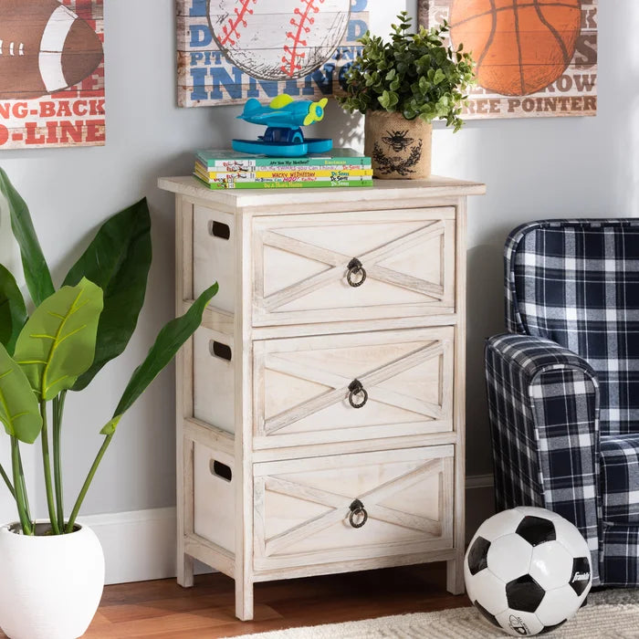 Gline 24.4'' Tall 3 Drawer Accent Chest Features Decorative Metal Ring Pulls