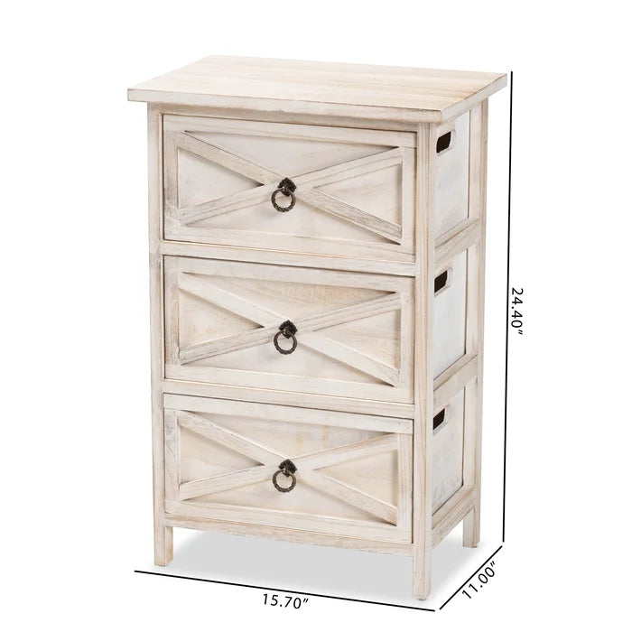 Gline 24.4'' Tall 3 Drawer Accent Chest Features Decorative Metal Ring Pulls