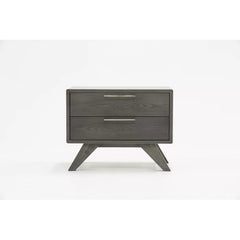 Solid Wood Gray Wash Glow 18'' Tall 2 - Drawer Mid-Century Modern Nightstand