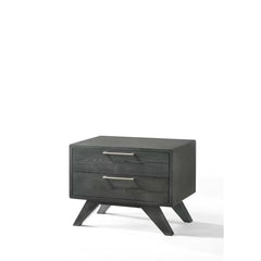 Solid Wood Gray Wash Glow 18'' Tall 2 - Drawer Mid-Century Modern Nightstand