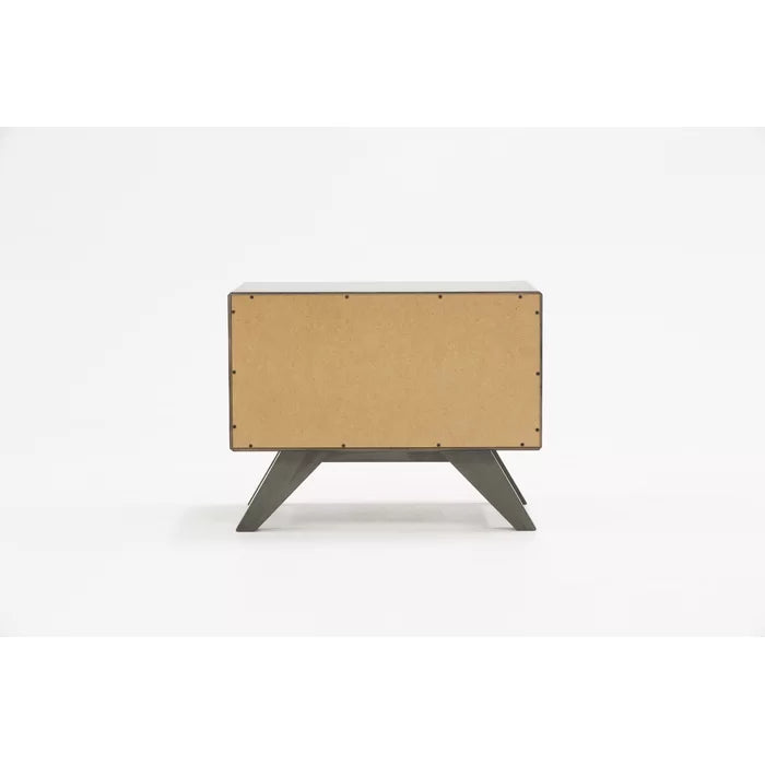 Solid Wood Gray Wash Glow 18'' Tall 2 - Drawer Mid-Century Modern Nightstand
