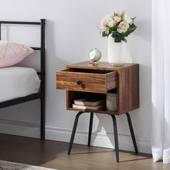 Brown Gobao 23.6'' Tall 1 - Drawer Steel Nightstand Modern Design Perfect for Bedside
