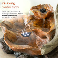 Fiberglass Leaf Tabletop Fountain with Light This fountain is Perfect for Tabletops in your Office, Entryway
