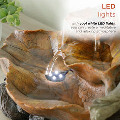 Fiberglass Leaf Tabletop Fountain with Light This fountain is Perfect for Tabletops in your Office, Entryway