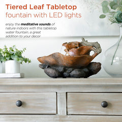 Fiberglass Leaf Tabletop Fountain with Light This fountain is Perfect for Tabletops in your Office, Entryway