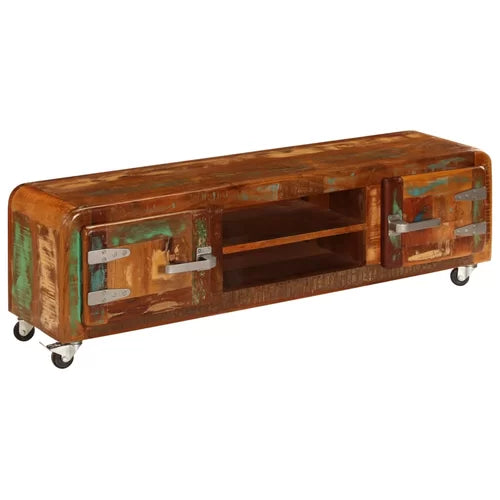 Solid Wood TV Stand for TVs up to 49" With Sound Bar Shelf Perfect For Living Room Bedroom