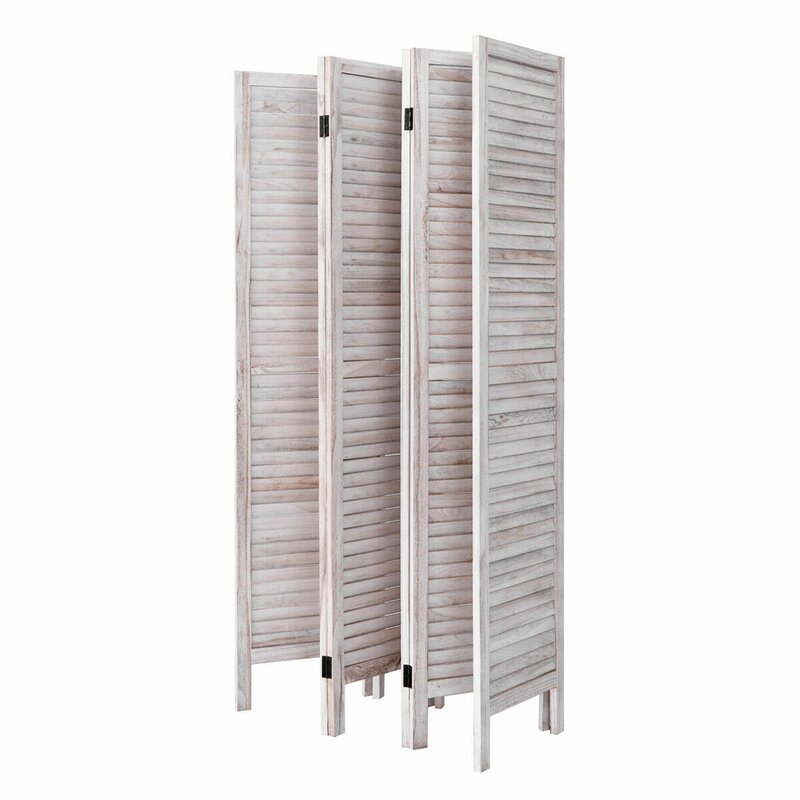White Goku 96'' W x 67'' H 6 - Panel Solid Wood Folding Room Divider