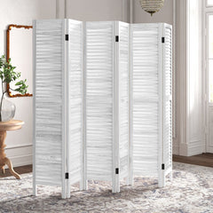 White Goku 96'' W x 67'' H 6 - Panel Solid Wood Folding Room Divider