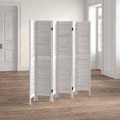 White Goku 96'' W x 67'' H 6 - Panel Solid Wood Folding Room Divider