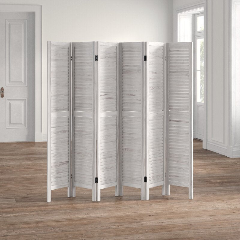 White Goku 96'' W x 67'' H 6 - Panel Solid Wood Folding Room Divider