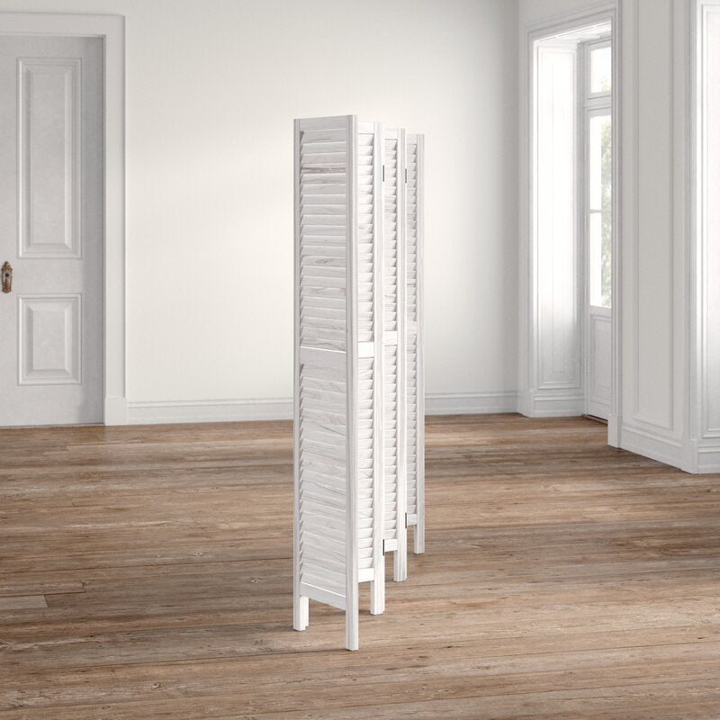White Goku 96'' W x 67'' H 6 - Panel Solid Wood Folding Room Divider