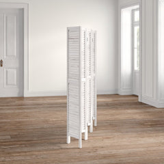 White Goku 96'' W x 67'' H 6 - Panel Solid Wood Folding Room Divider