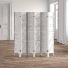 White Goku 96'' W x 67'' H 6 - Panel Solid Wood Folding Room Divider