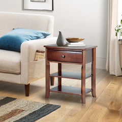 Espresso Goles 24'' Tall 1 - Drawer Solid Wood Nightstand