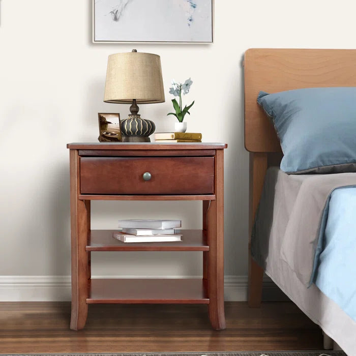 Espresso Goles 24'' Tall 1 - Drawer Solid Wood Nightstand